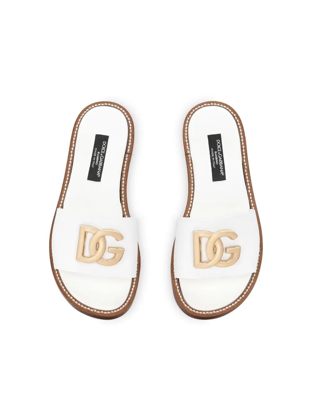 Лакированные шлепанцы с логотипом DG Dolce & Gabbana Kids, белый — фото 4