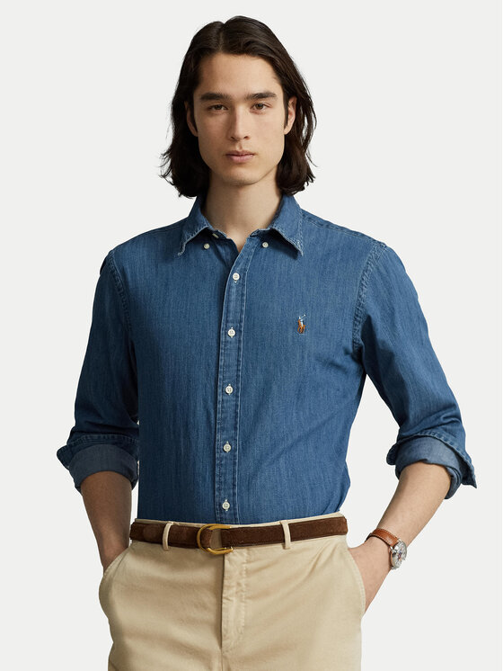 

Рубашка джинсовая по индивидуальному заказу Polo Ralph Lauren, синий