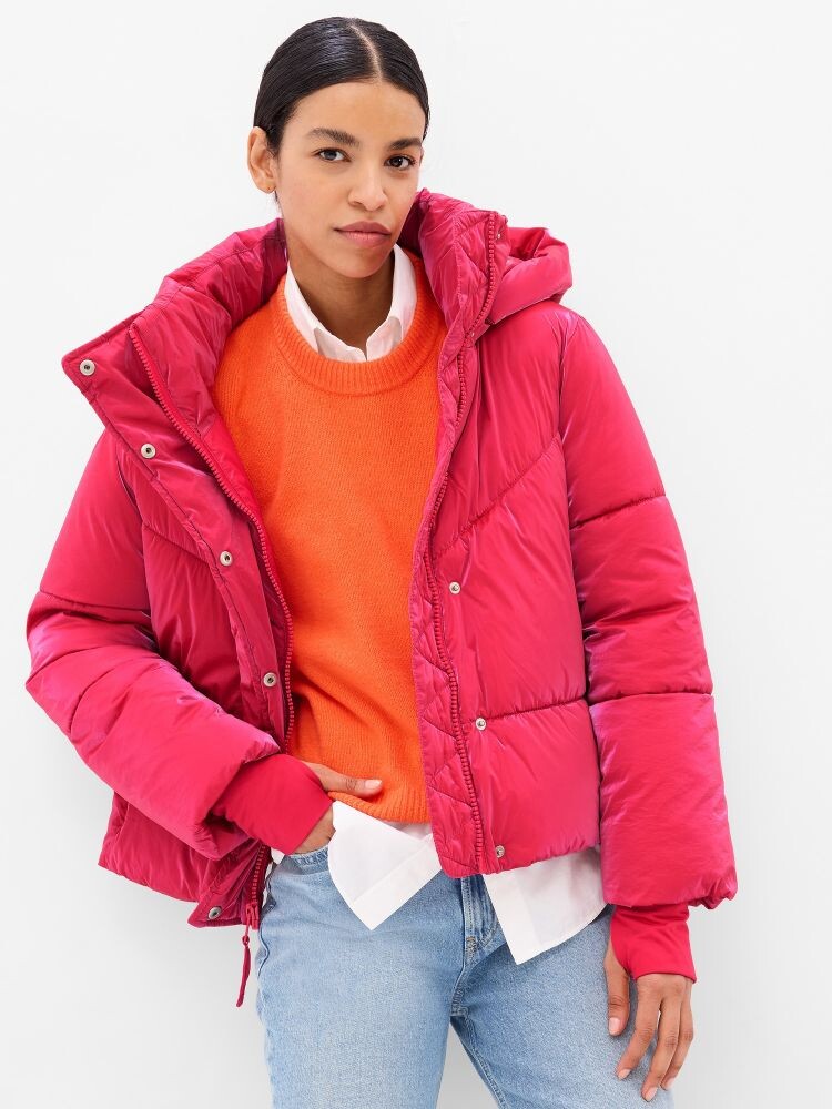

Стеганая укороченная куртка Gap, розовый