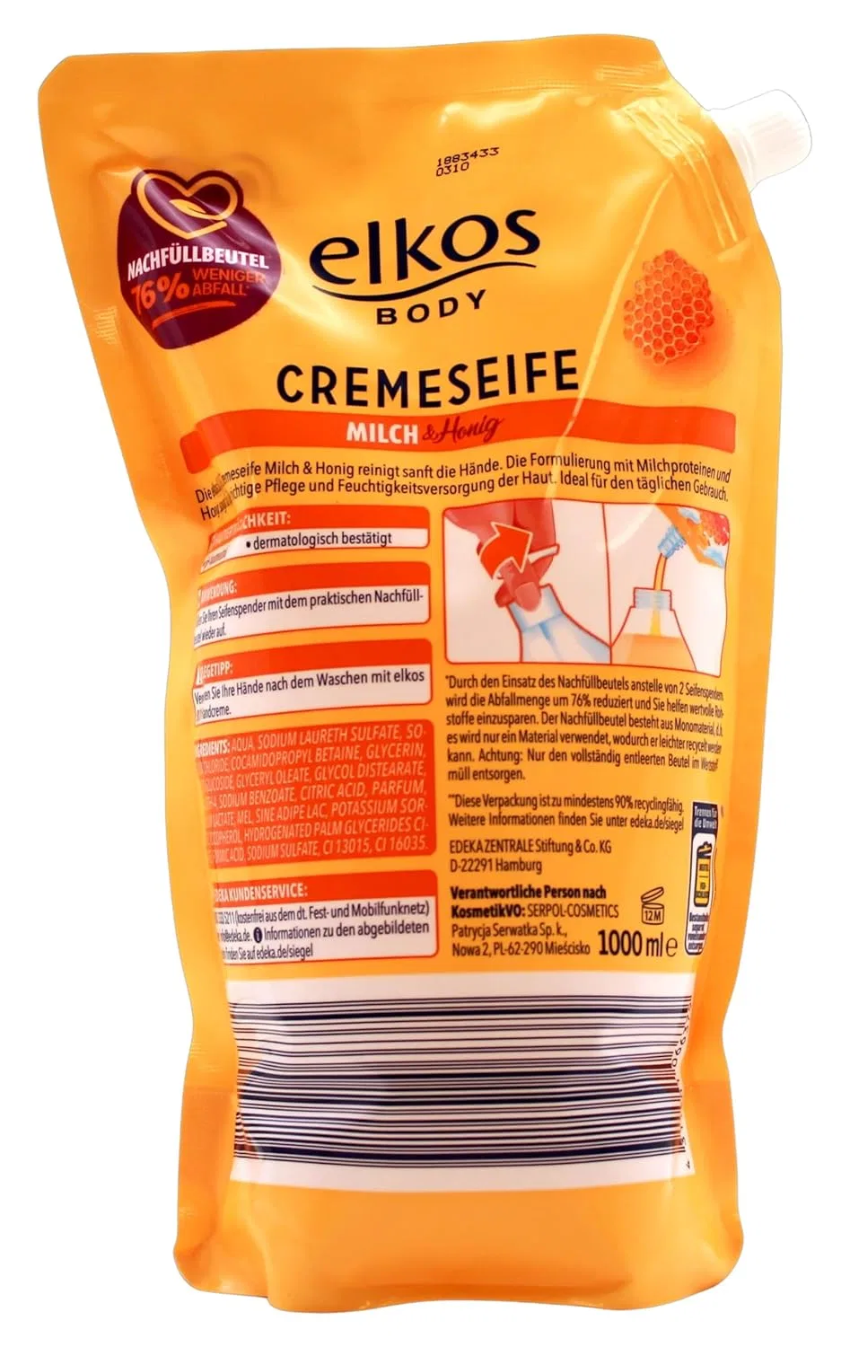 Крем-мыло Edeka Elkos Body Milk & Honey Edeka — фото 2