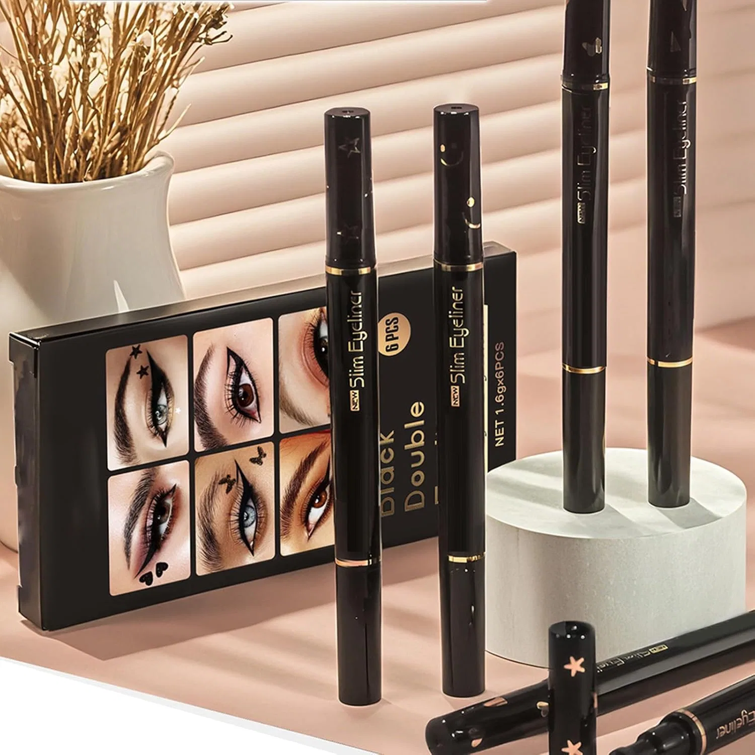 Подводка для глаз Stamp Eye Liner, 6 штампов, двойная головка, унисекс — фото 3