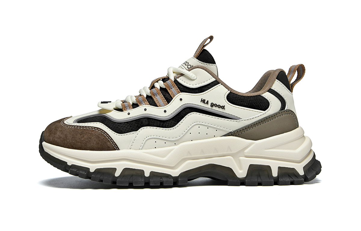 

Низкие кроссовки Unisex с противоскользящей подошвой и дышащим верхом HLA, белый коричневый (leather surface)