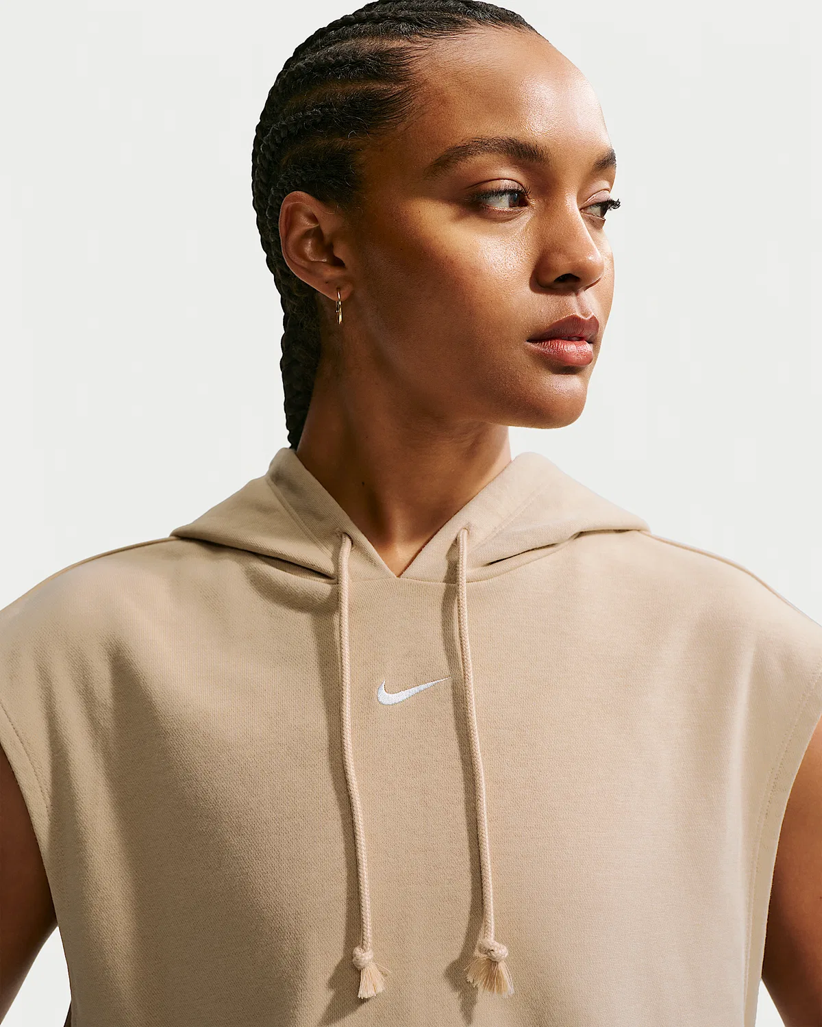 Женский топ без рукавов Nike Sportswear Phoenix Fleece, Linen/Sail — фото 3