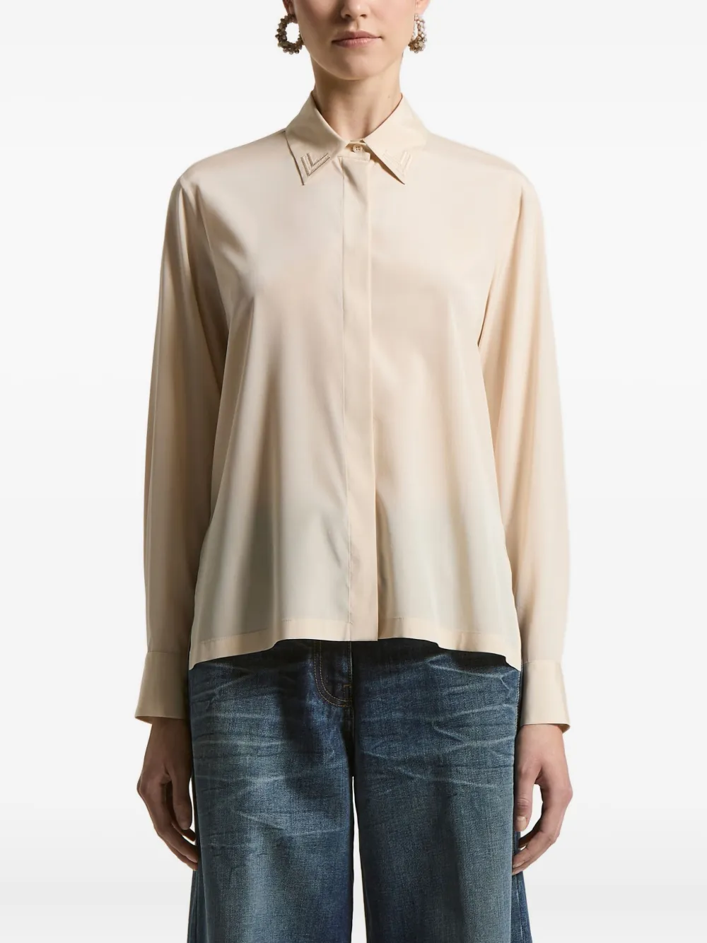 

Рубашка с вышивкой Peserico, нейтральный