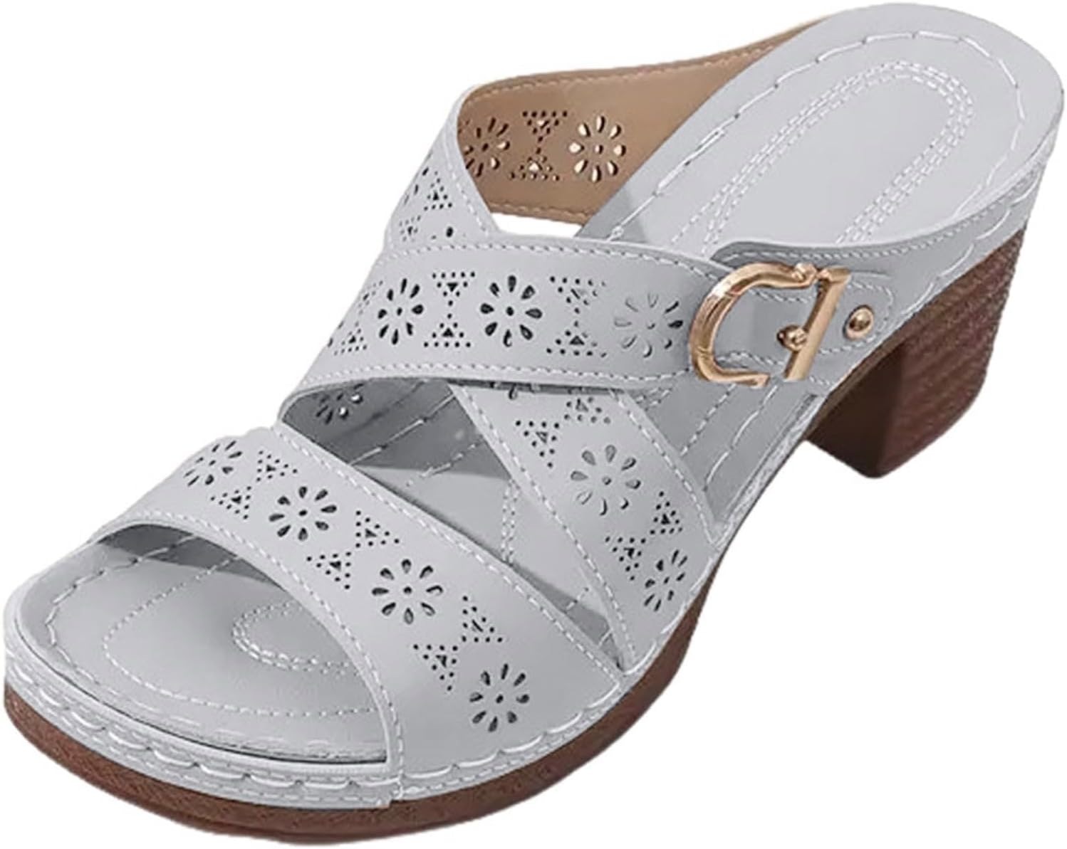 

Женские платформенные босоножки с танкеткой Элегантные с вырезами и цветочной отделкой Модная ортопедическая обувь Слипоны Летние удобные сандалии для прогулок Toumov, светло-голубой