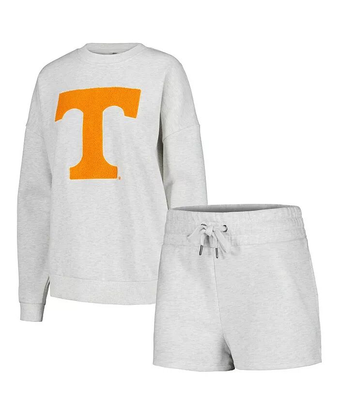 

Женский комплект для сна Ash Tennessee Volunteers Team Effort, состоящий из свитера и шорт Gameday Couture