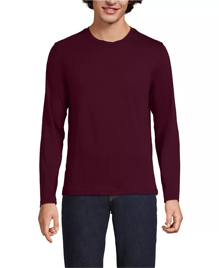 

Большая и высокая футболка с длинным рукавом из хлопка Supima Lands' End, красный