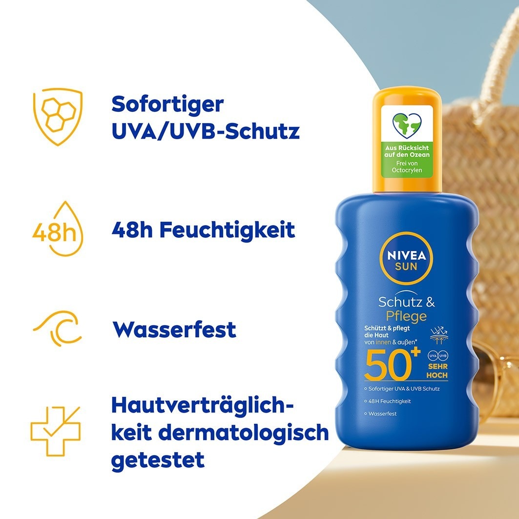 Солнцезащитный крем nivea sun sun schutz & pflege sonnenspray Nivea, объем 200 мл — фото 3