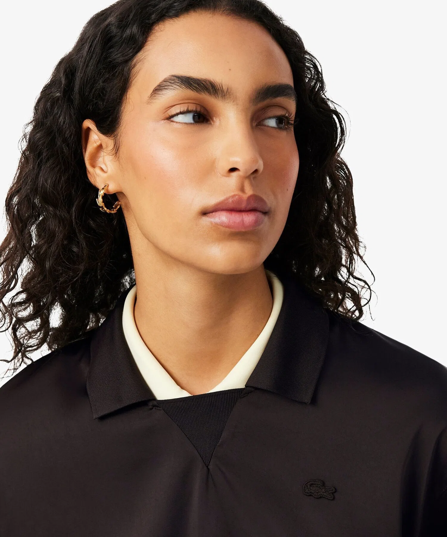 Рубашка-поло женская LACOSTE из шёлка, релакс-фит, коричневая — фото 2