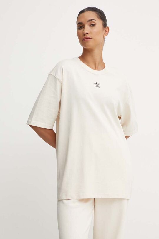 

Хлопковая футболка adidas Originals, бежевый
