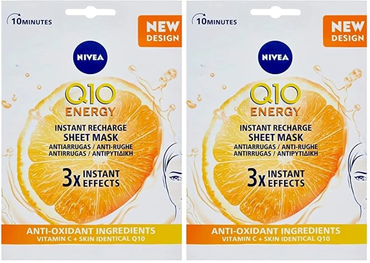 Набор тканевых масок NIVEA Q10 Energy с витамином C Nivea, Black