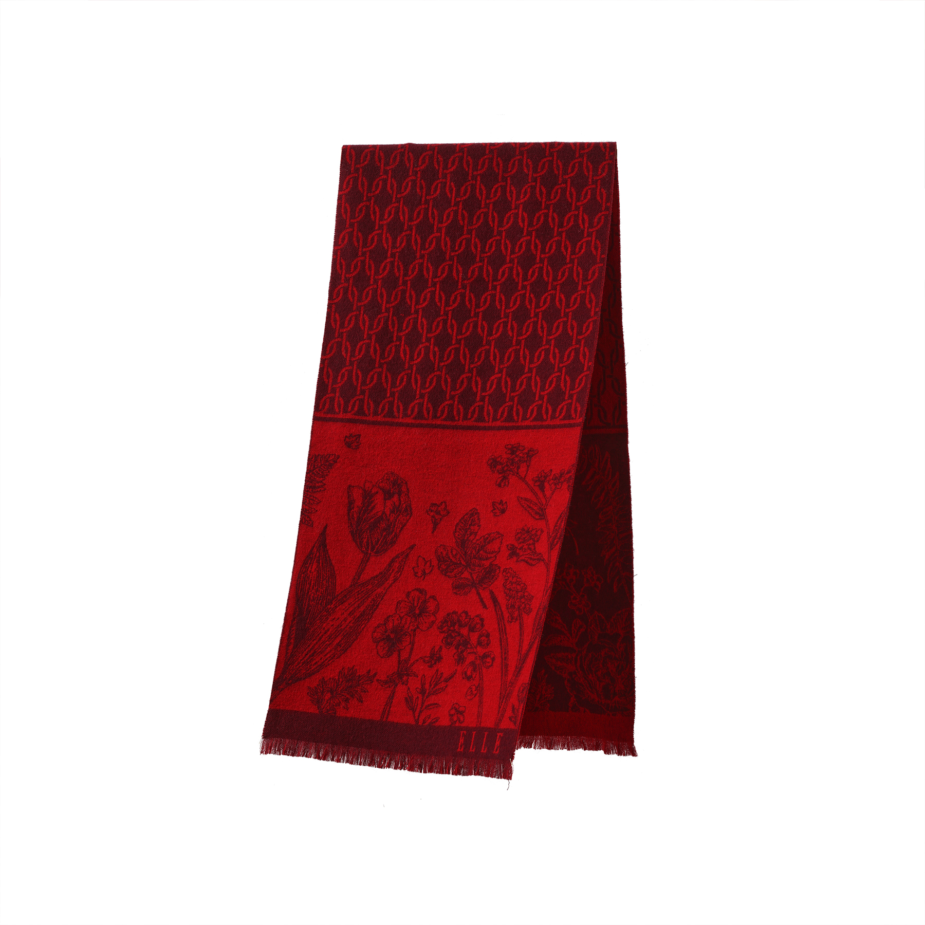 

Шарф из овечьей шерсти вязаный для женщин ELLE, festival красный