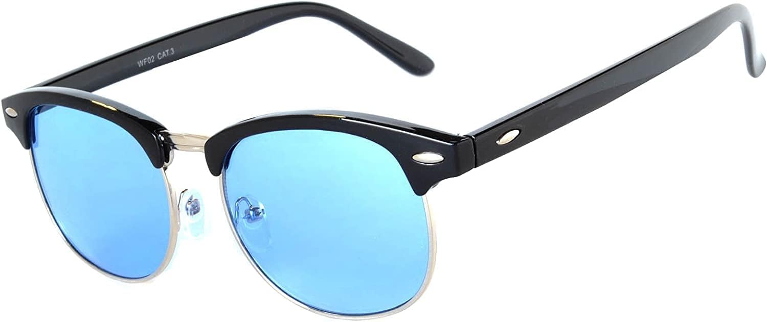 

Солнцезащитные очки OWL с полуободковой оправой, металлическими и пластиковыми линзами, для мужчин и женщин, с защитой от УФ-излучения UV400, дымчатые линзы, винтажный ретро-стиль, Black Silver / Tinted / Blue