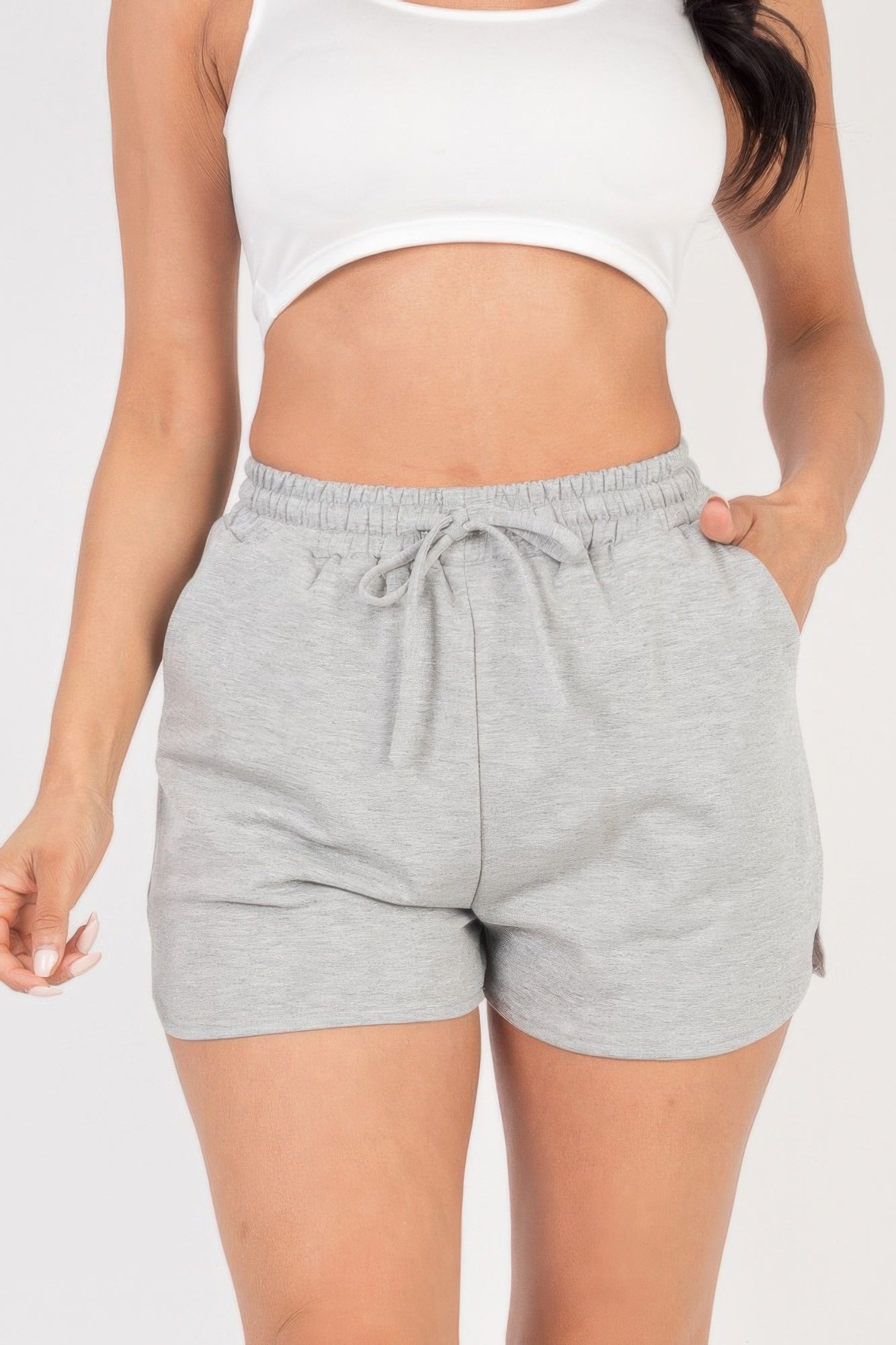 

FASHNZFAB Женские шорты из французского трикотажа, цвет heather grey