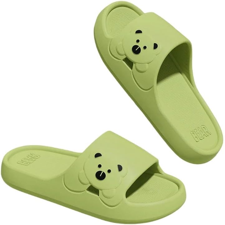

Тапочки с мультяшным медвежонком для дома, женские мягкие EVA тапочки для ванной, противоскользящие Dmmwcx, зеленый