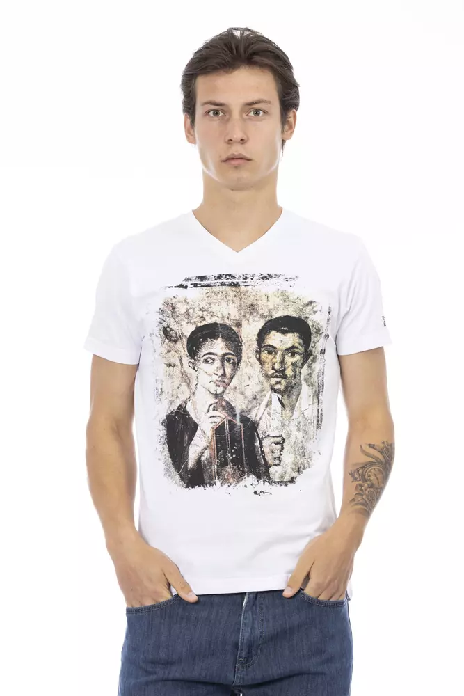 

Белая хлопковая мужская футболка Trussardi