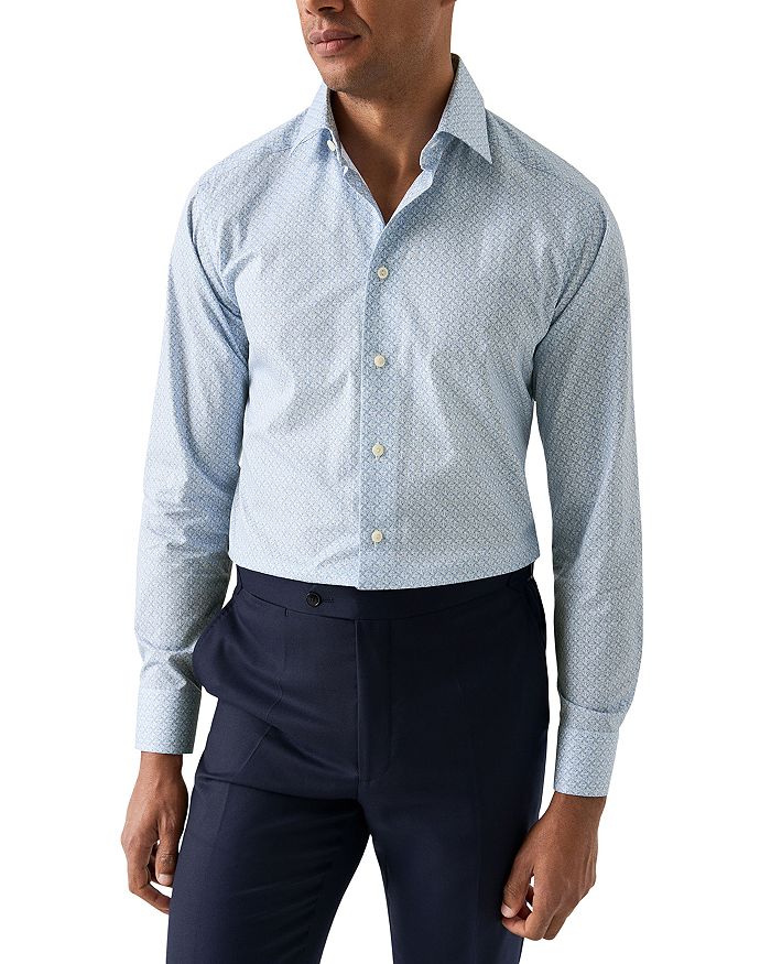 

Рубашка Slim Fit с геометрическим принтом Eton, синий
