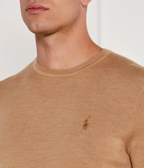 Шерстяной свитер Slim fit Polo Ralph Lauren, бежевый — фото 4