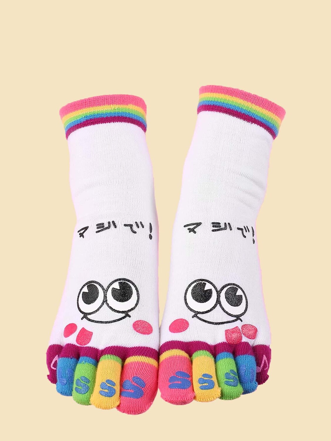 

Женские носки, разноцветные, пальцы разведены, симпатичные, на пять пальцев, 1 пара, белый цвет