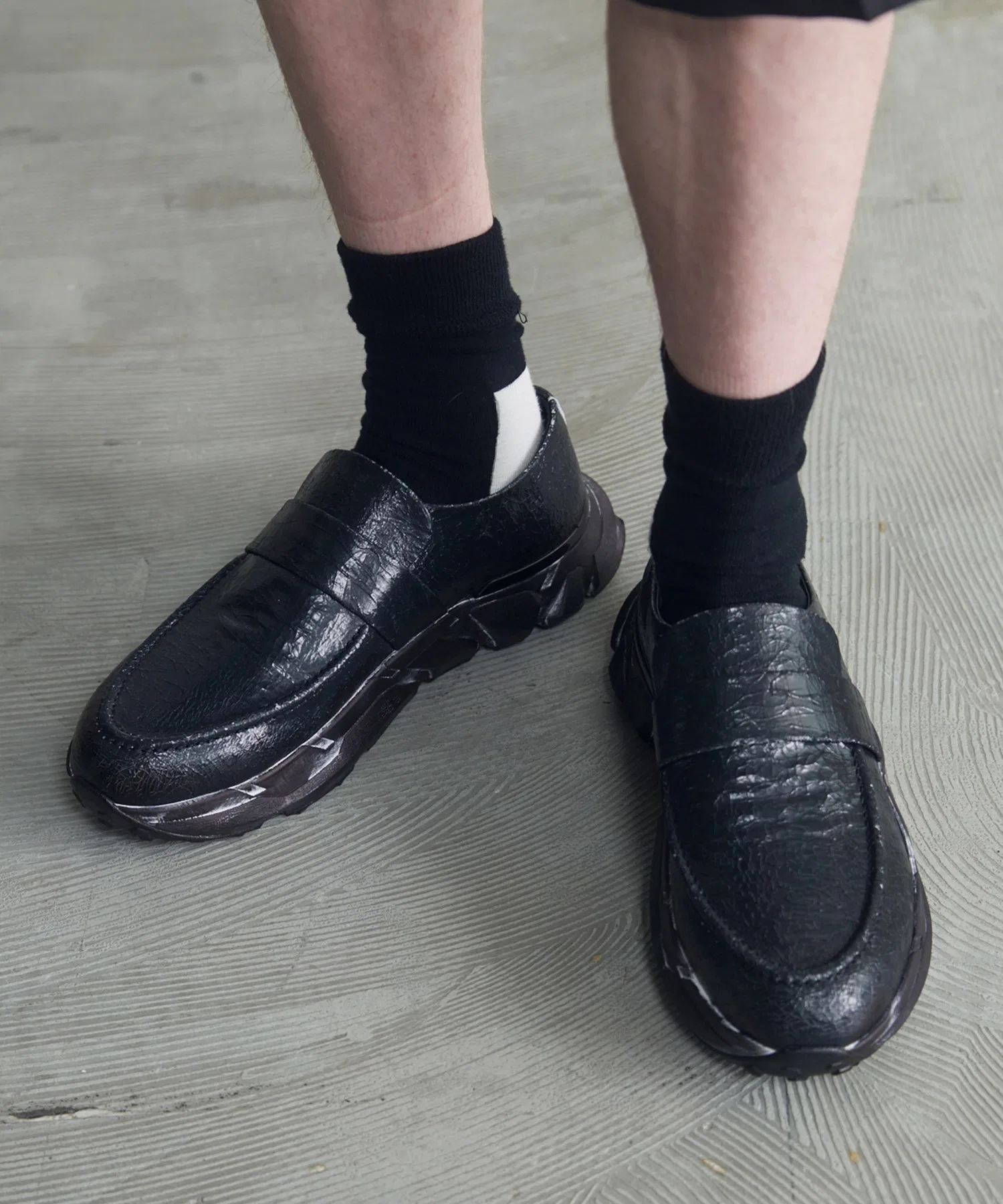 Мужские кожаные лоферы MAISON SPECIAL с Vibram подошвой чёрные
