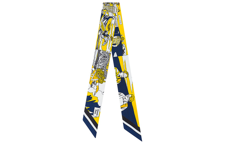 HERMES Шелковые шарфы для женщин Navy Blue/Yellow — фото 2