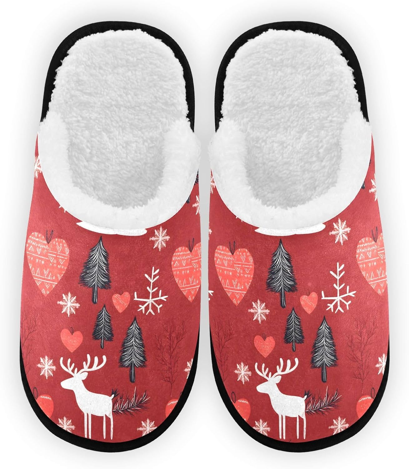 

Плюшевые тапочки FENOCHE с оленями для женщин и мужчин, теплые и удобные, для путешествий и спа, противоскользящие домашние туфли, Multicolor