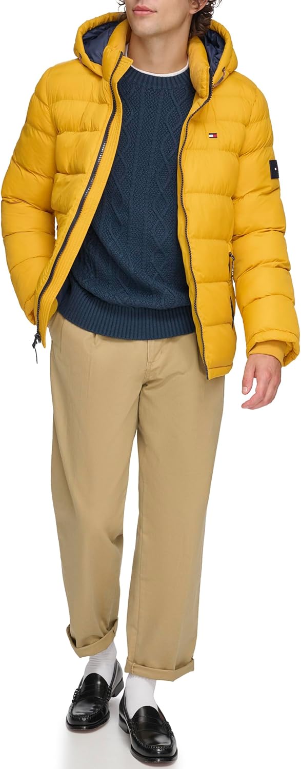Мужская стеганая куртка с капюшоном Tommy Hilfiger (стандартная и для больших и высоких), Yellow — фото 2