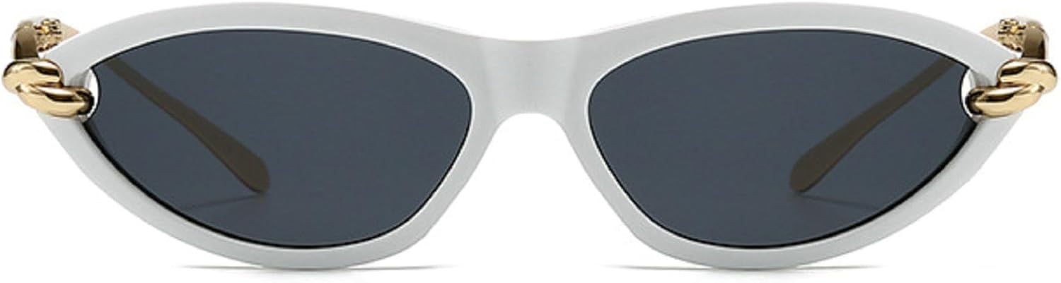 

Роскошные солнцезащитные очки «кошачий глаз» для женщин, винтажный дизайн 2025 года, золотистая металлическая оправа, солнцезащитные очки для женщин, защита от УФ-излучения UV400 mincl, White Black