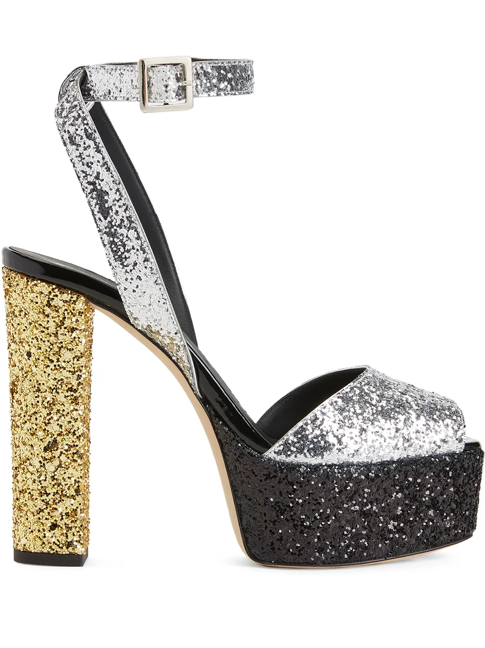 Босоножки Betty 140 с блестками Giuseppe Zanotti, серебяный