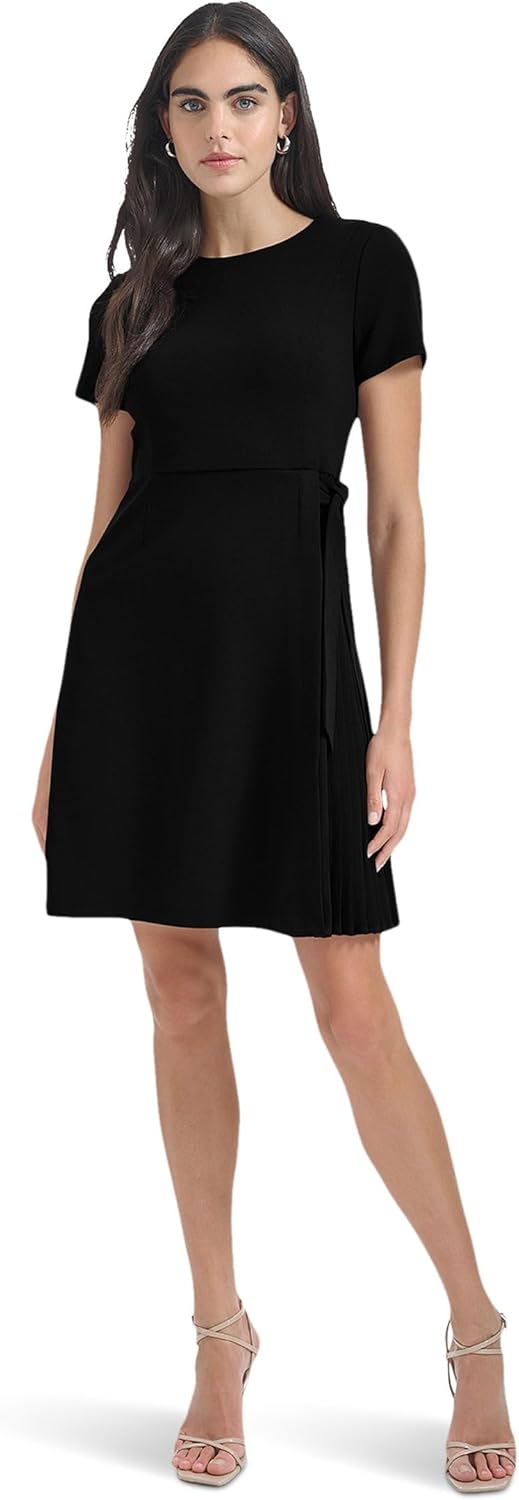 

Женское платье Calvin Klein с короткими рукавами и складками по бокам, Black