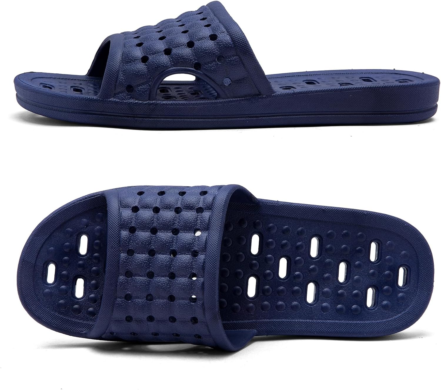 

Тапочки для душа AiJiaTu с дренажными отверстиями, быстро сохнущие, противоскользящие, для дома, спальни и ванной, унисекс, синий