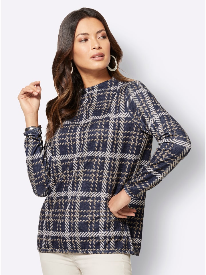 

Свитер с длинными рукавами в темно-синем и шоколадном узоре creation L