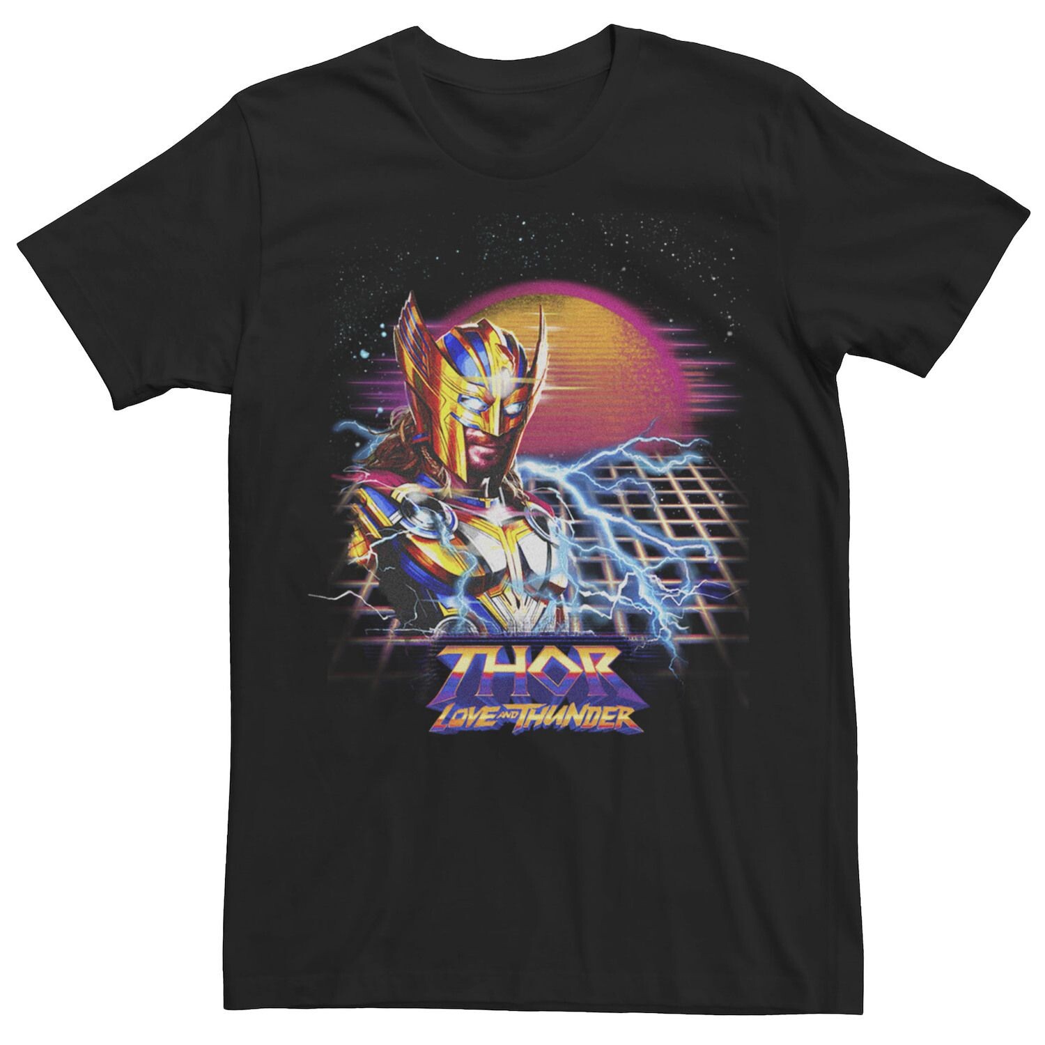 

Мужская футболка Marvel Thor Love and Thunder Synthwave Sunset Licensed Character