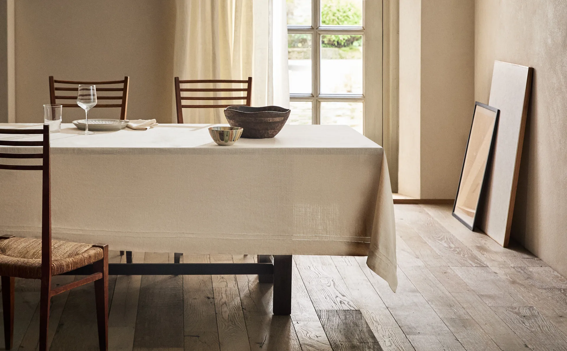 

Скатерть из хлопка с вышивкой Zara Home, экрю