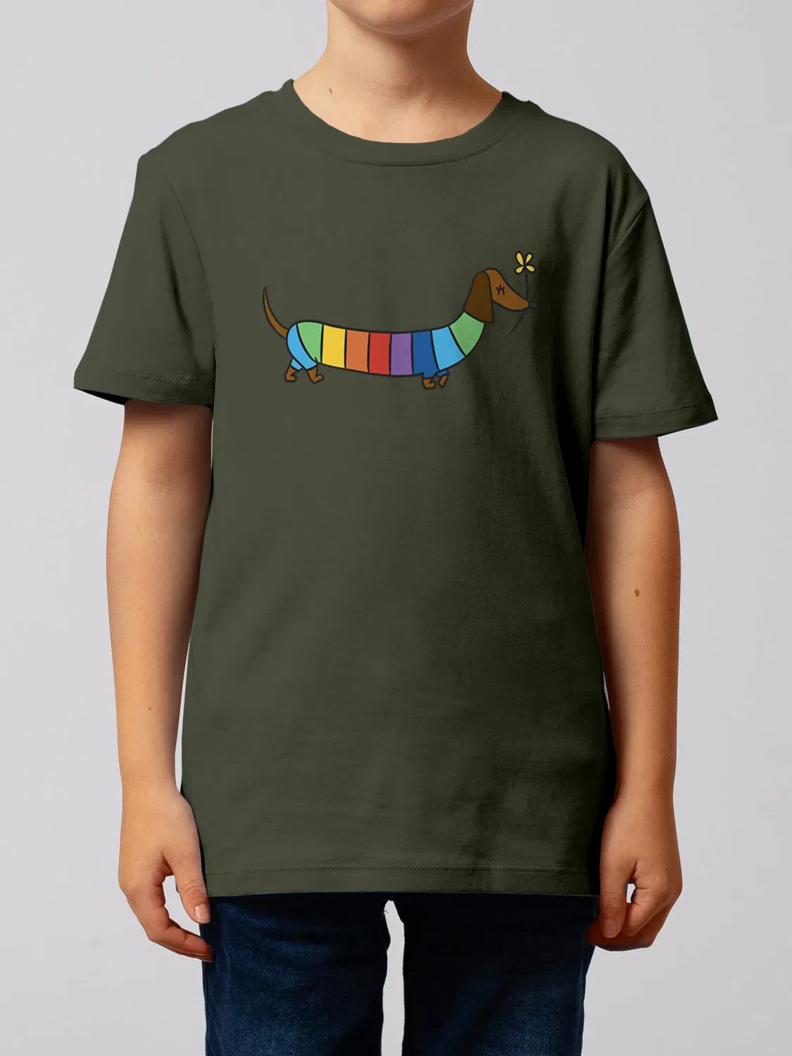 Футболка с дакелем, Wat? Apparel, хаки