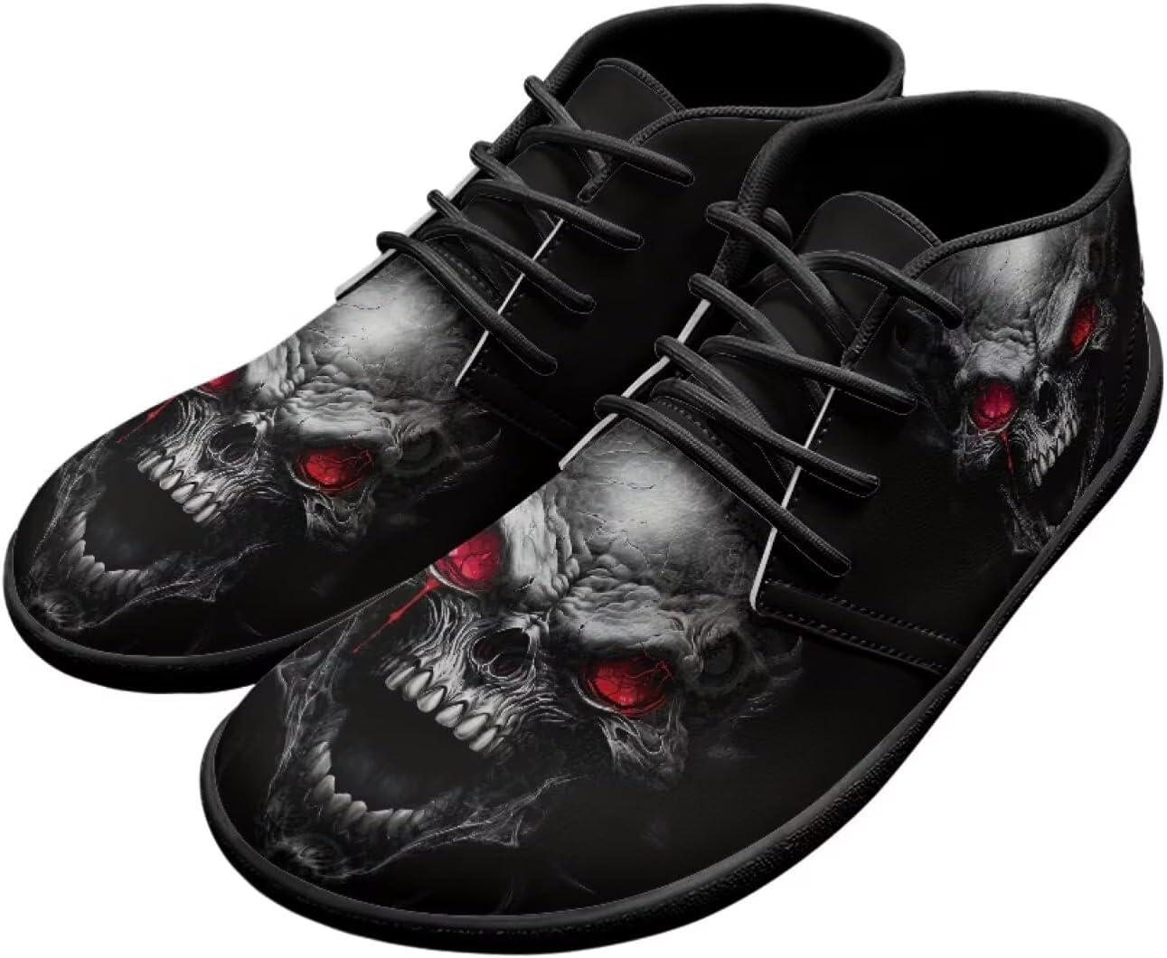 

Кожаные мужские кроссовки Forchrinse White Horse с красивым небом, для повседневной ходьбы и вождения, повседневные кожаные шнурованные туфли, средние ботинки Чукка, легкие, Cool Skull