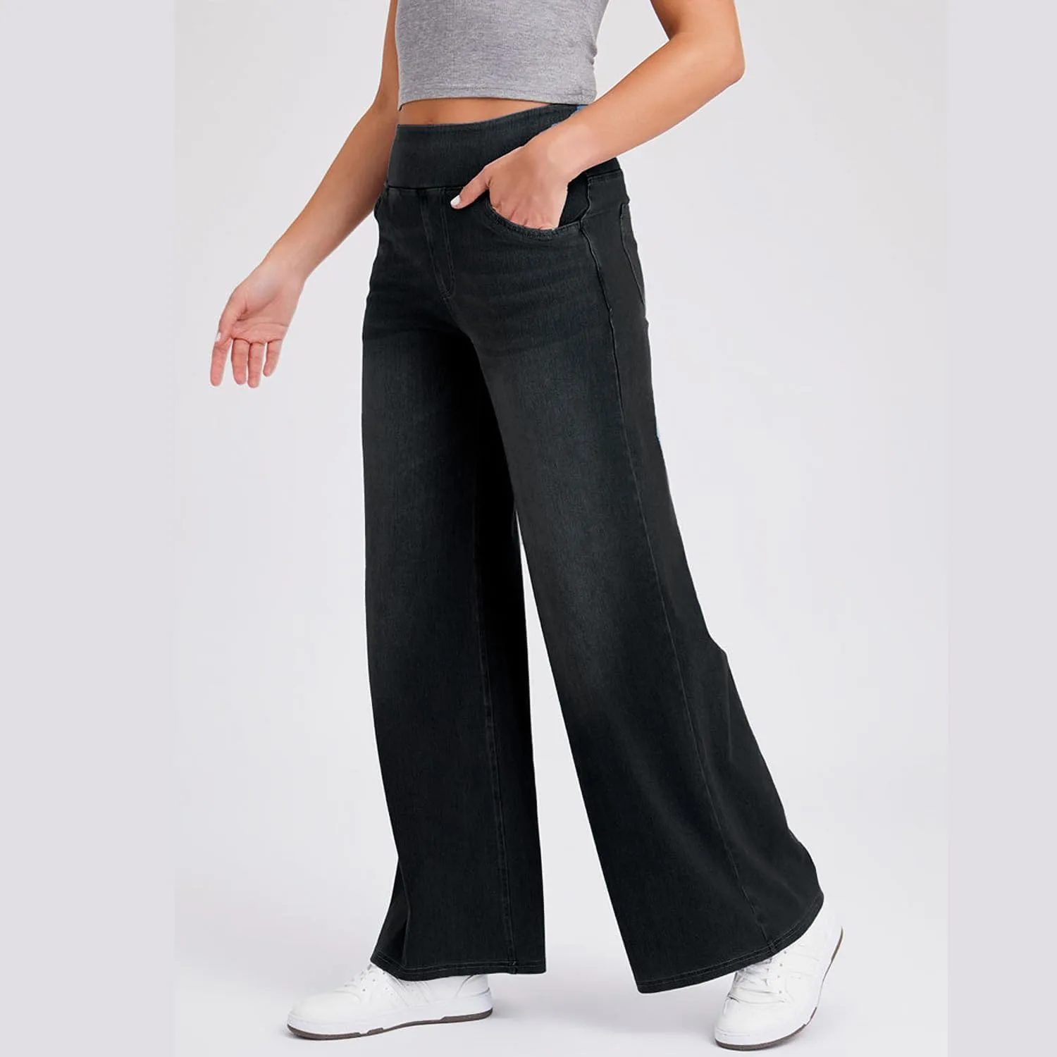Широкие джинсы женские High Waisted Stretchy Straight Casual Baggy — фото 2