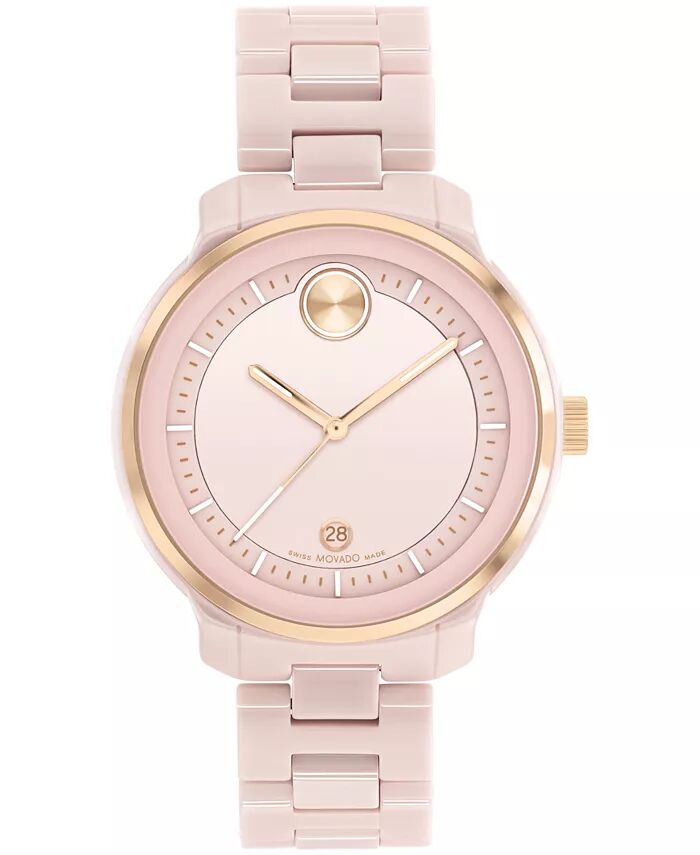 

Женские часы Bold Verso Swiss Quartz Blush с керамическим браслетом, 39 мм Movado, розовый