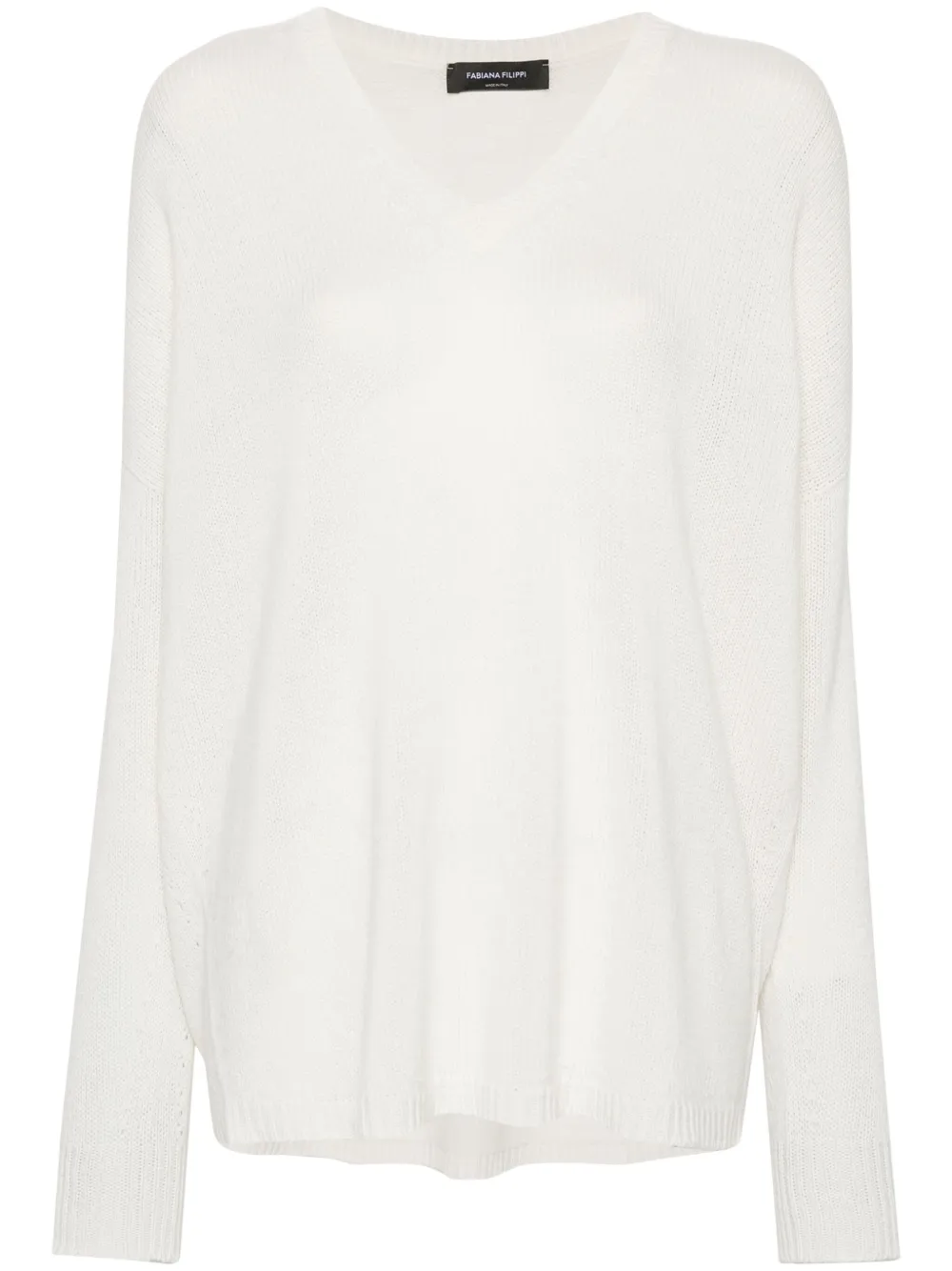 

Кашемировый джемпер с V-образным вырезом Fabiana Filippi, белый