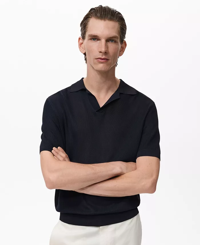 

Мужская поло из тонкого хлопкового трикотажа Mango, синий