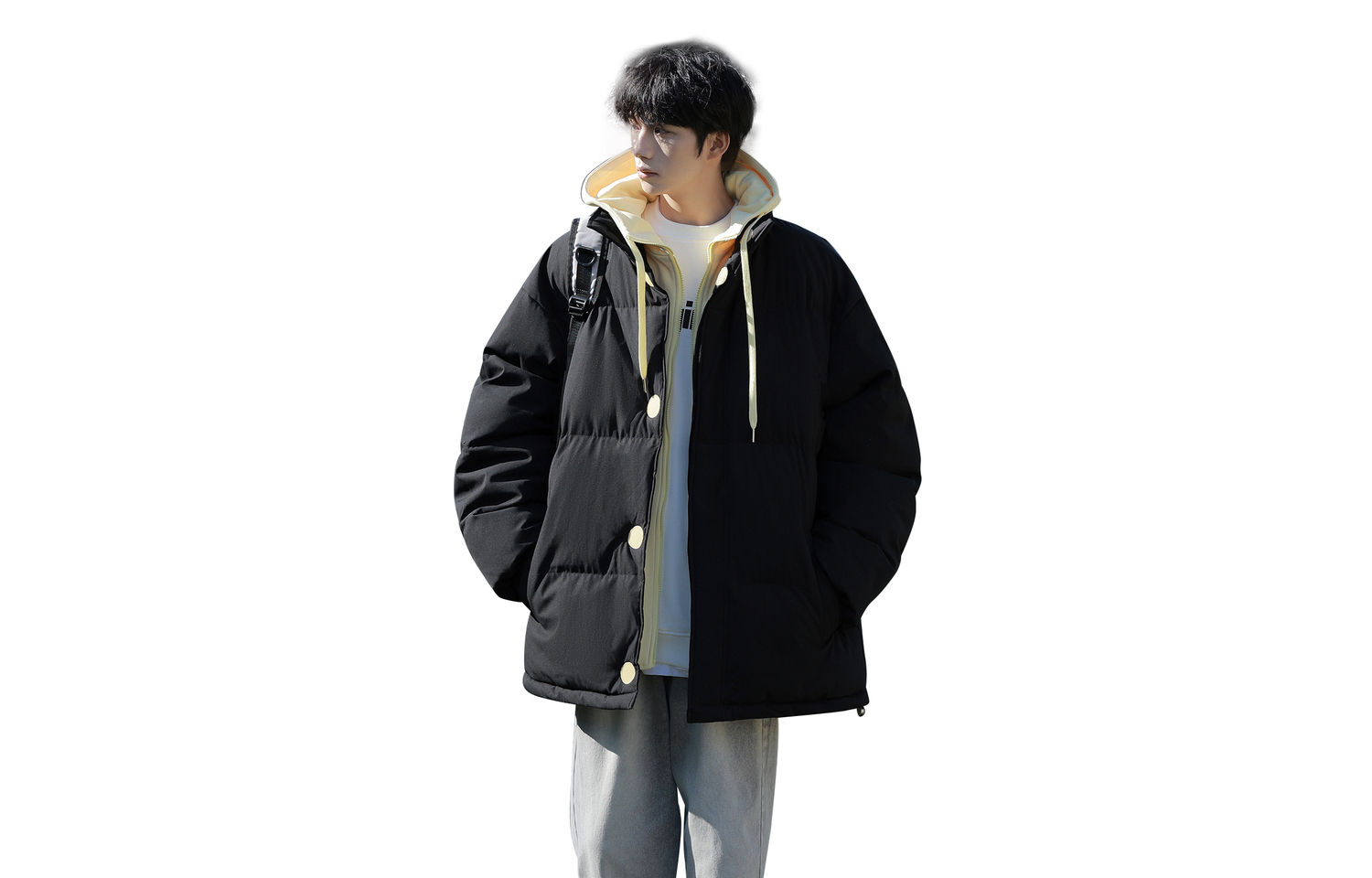 

MONTVOO Пуховик Unisex, Black Yellow