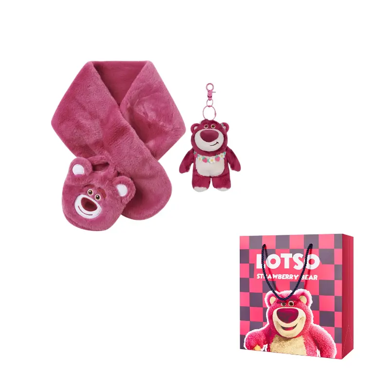 

Disney Вязаный шарф с клубничным медвежонком, Lotso Flat Plush Scarf+Doll Pendant