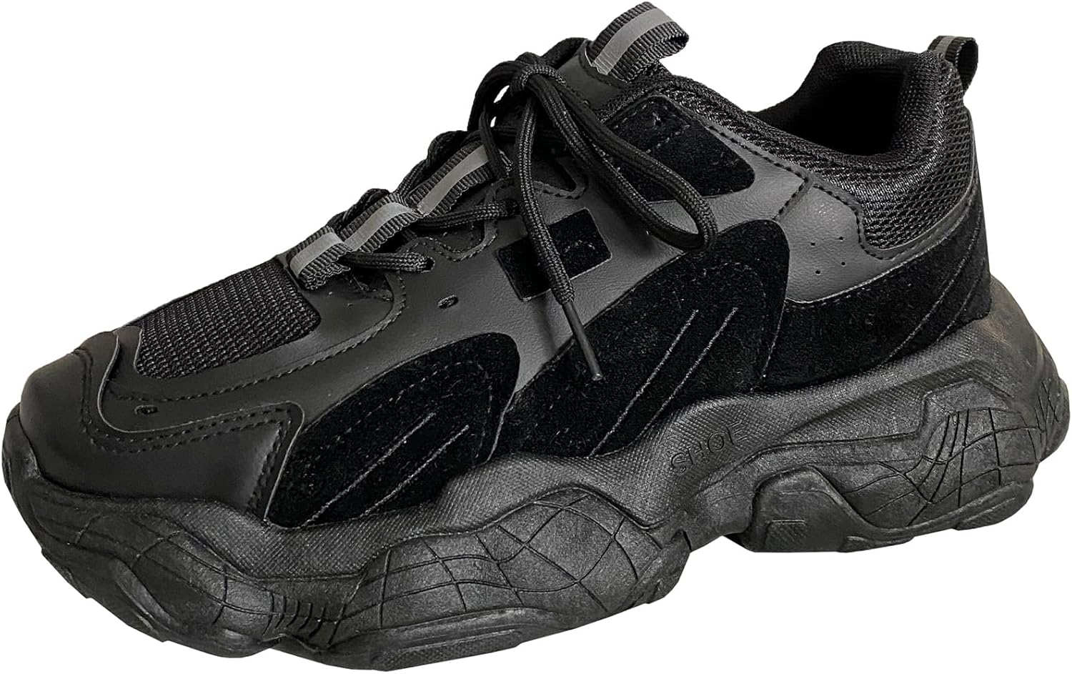 

Мужские прогулочные туфли Модные массивные кроссовки Повседневные дышащие увеличивающие рост обувь Zhoupulp, черный