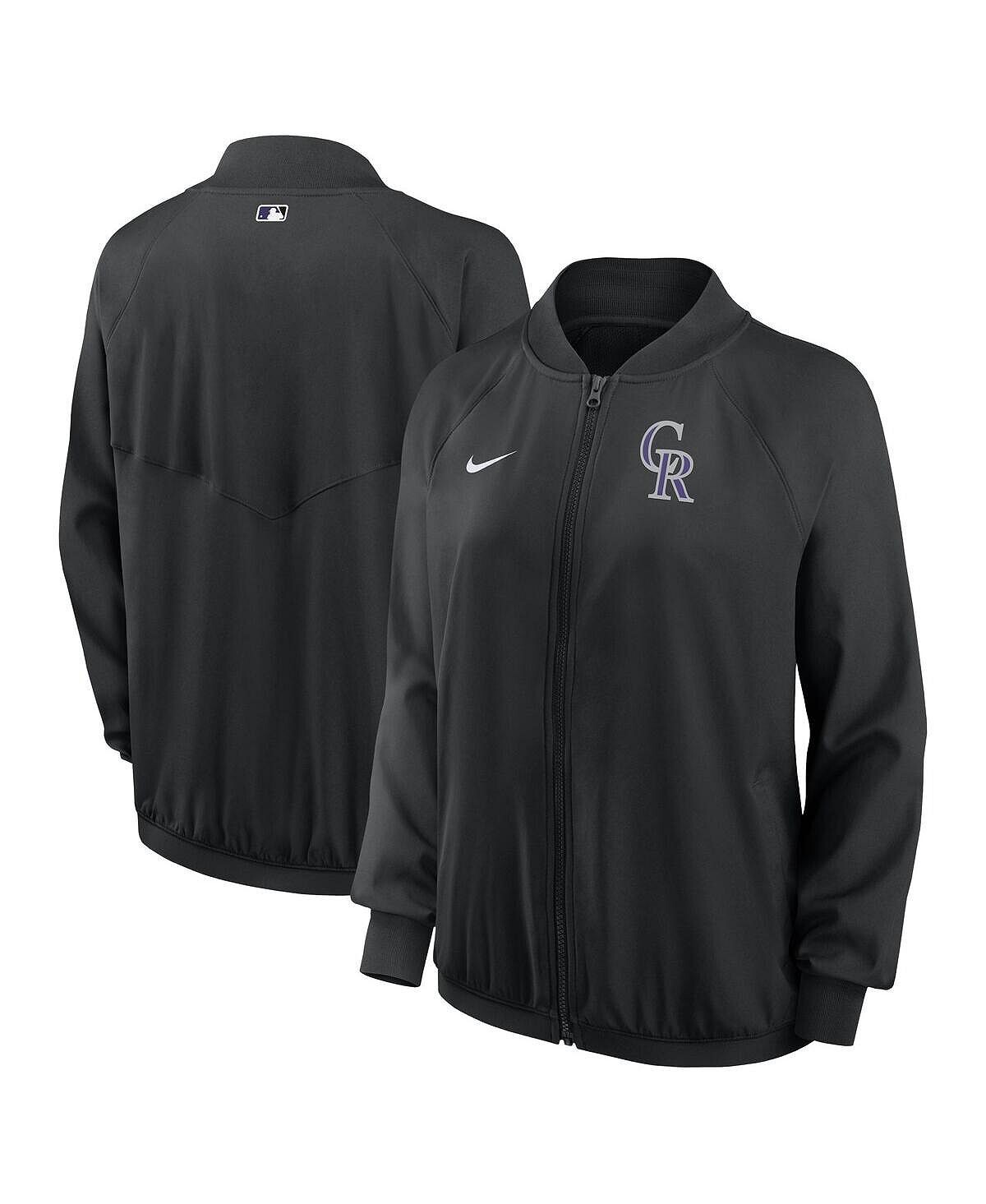 Черная женская куртка с молнией во всю длину Colorado Rockies Authentic Collection Team Raglan Performance Nike, черный — фото 2