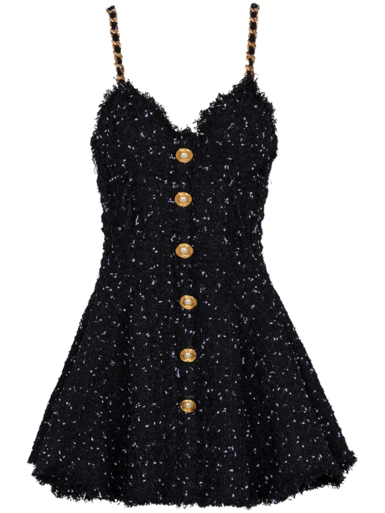 

Balmain твидовое платье в горох, черный