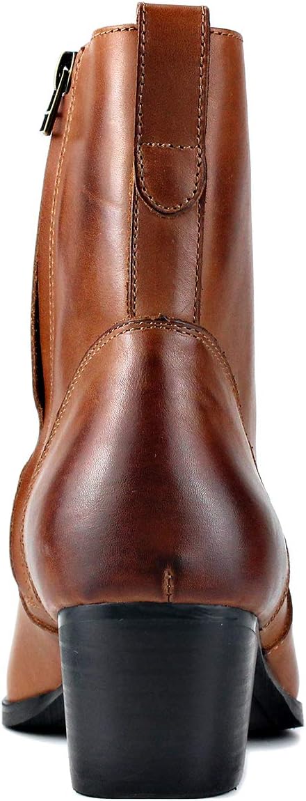 Мужские кожаные ботинки OSSTONE Chukka Дизайнерские ботинки из телячьей кожи Повседневные туфли на каблуке на молнии OS-JY002-Black-Calfskin-US, коричневый — фото 3