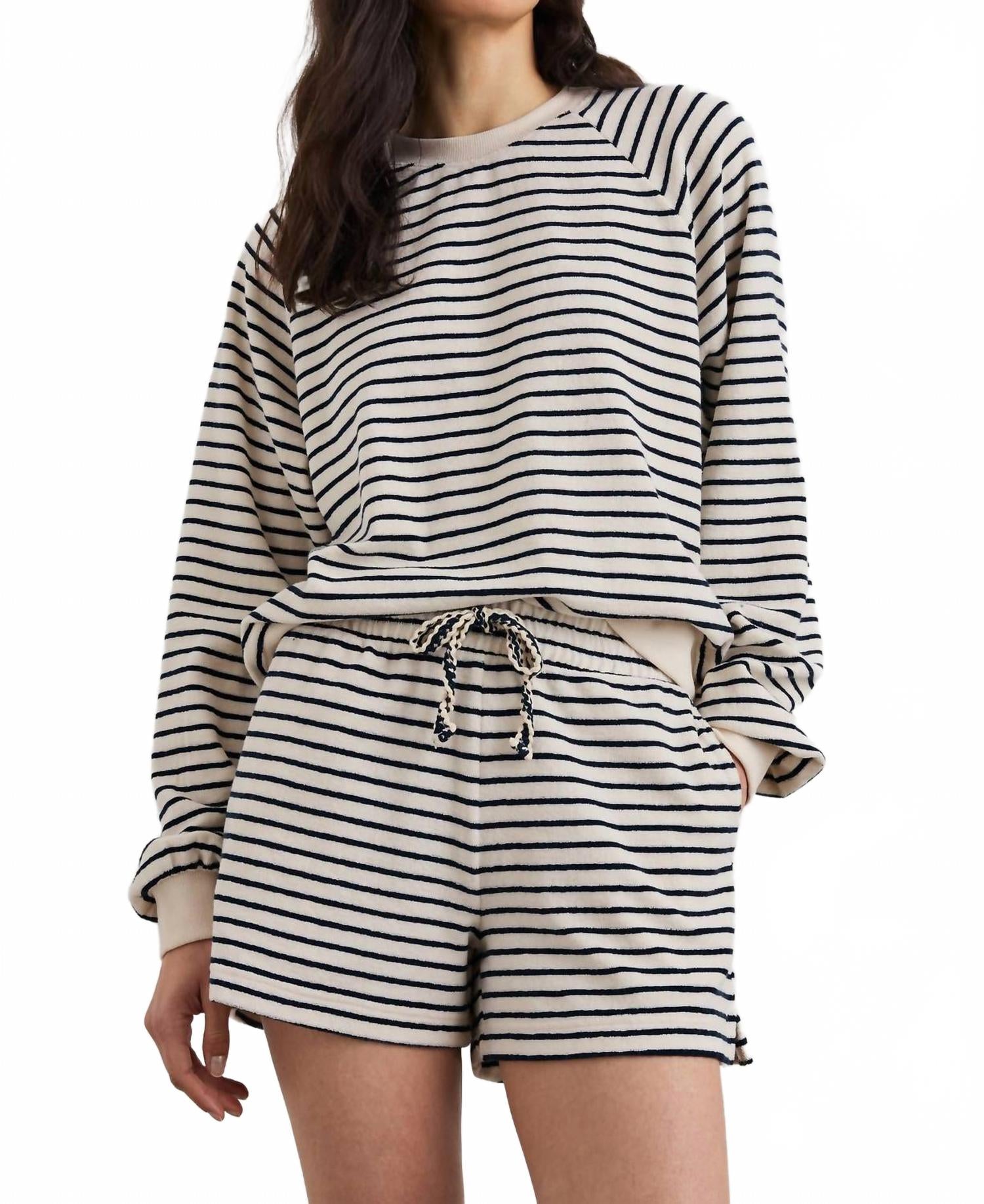 

Шорты Teddy Sailor Stripe Terry Towel Short In кремовый/темно-синий Rails, кремовый/темно-синий