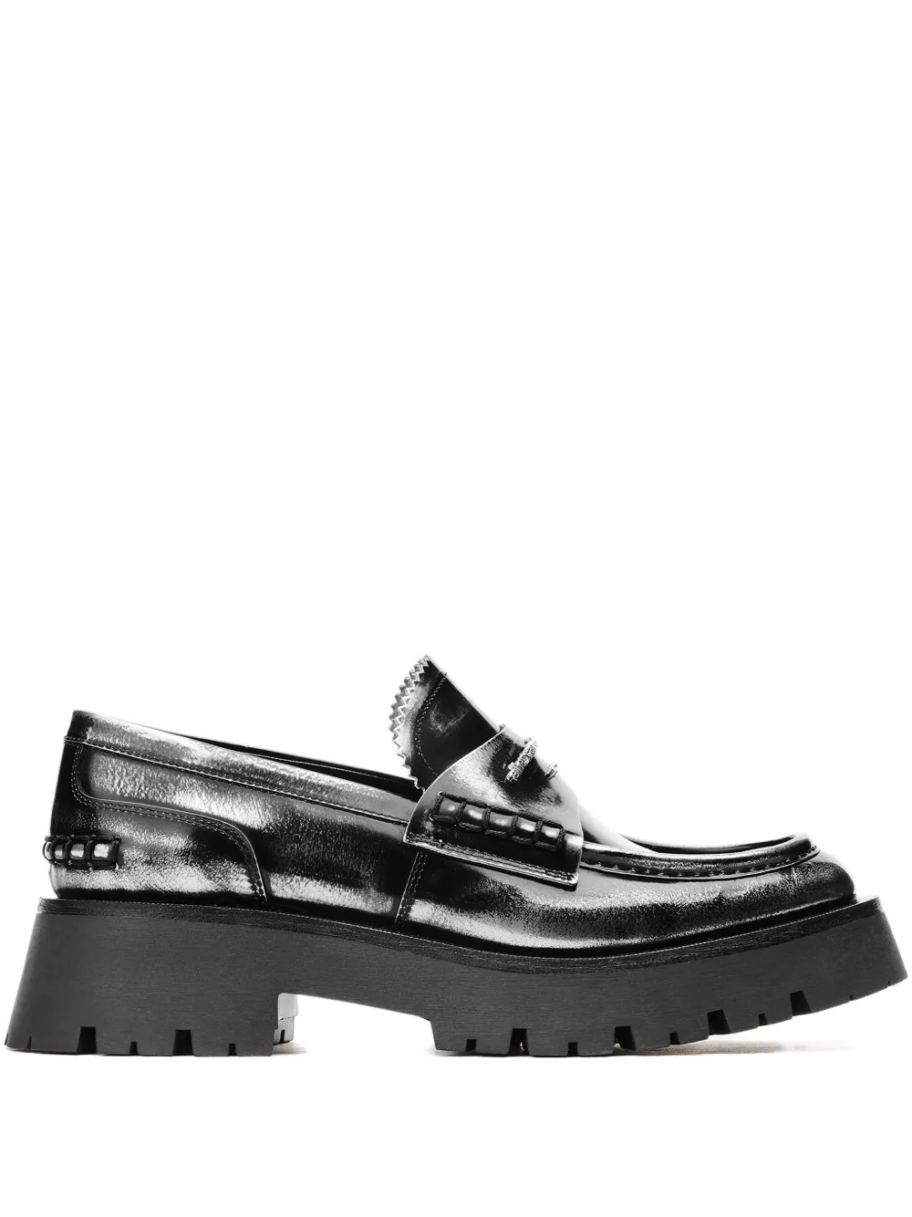 Лоферы с рельефной подошвой и логотипом Alexander Wang, черный