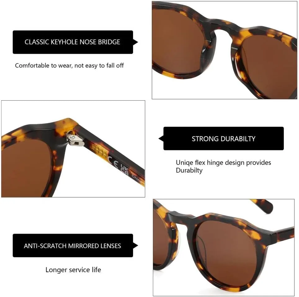 

Винтажные поляризованные солнцезащитные очки из ацетата 2025 года для женщин и мужчин, ретро-круглые солнцезащитные очки с защитой от УФ-излучения UV400 KTUCN, 012