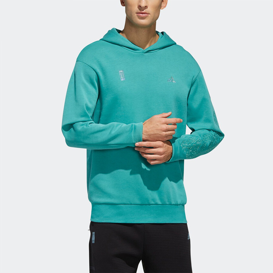 Толстовка мужская изумрудная Adidas, цвет Emerald — фото 3